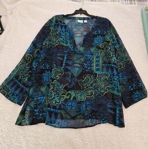 Chicos Silk Sheer Blouse Sz 3